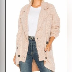 Free People Take Two Sweater Coat Alpaca blend pink cardigan oversized Sz S NWT